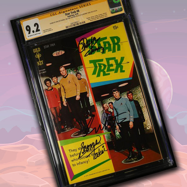 Star Trek #8 Gold Key CGC Signature Series 9.2 Cast x3 Signed Koenig, Shatner, Takei