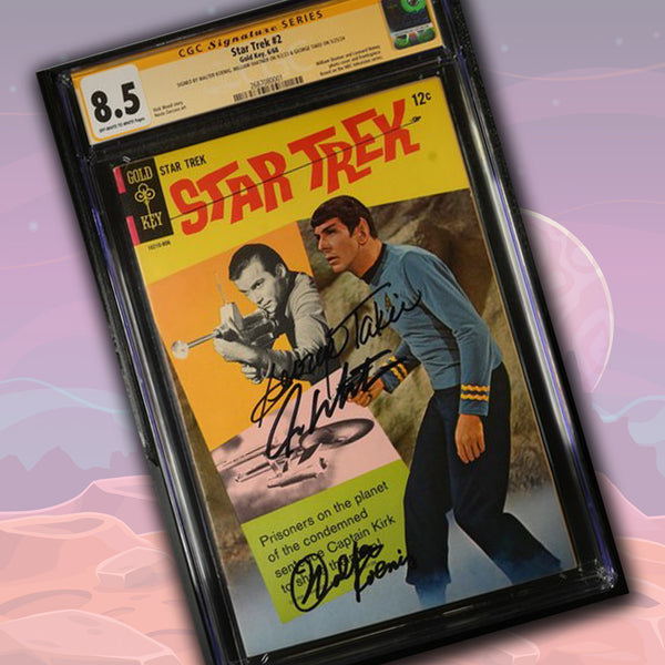 Star Trek #2 Gold Key CGC Signature Series 8.5 Cast x3 Signed Koenig, Shatner, Takei