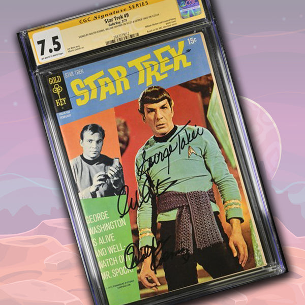 Star Trek #9 Gold Key CGC Signature Series 7.5 Cast x3 Signed Koenig, Shatner,Takei