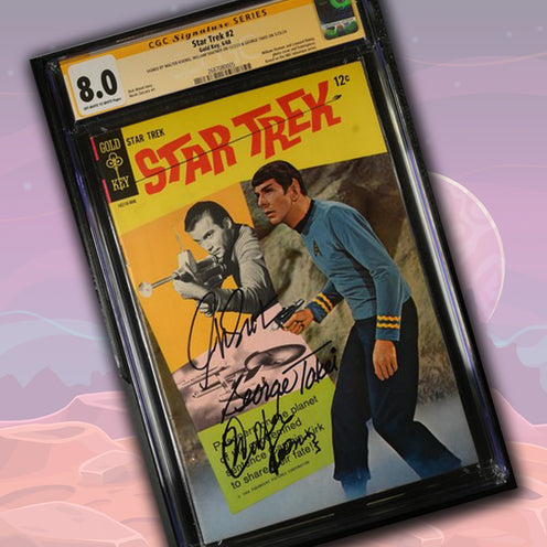 Star Trek #2 Gold Key CGC Signature Series 8.0 Cast x3 Signed Koenig, Shatner, Takei