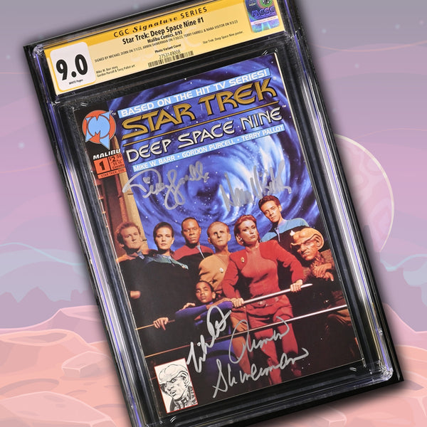 Star Trek: Deep Space Nine #1 Malibu Comics CGC Signature Series 9.0 Cast x4 Signed Dorn, Shimerman, Farrell, Visitor