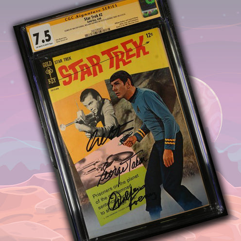 Star Trek #2 Gold Key CGC Signature Series 7.5 Cast x3 Signed Koenig, Shatner, Takei