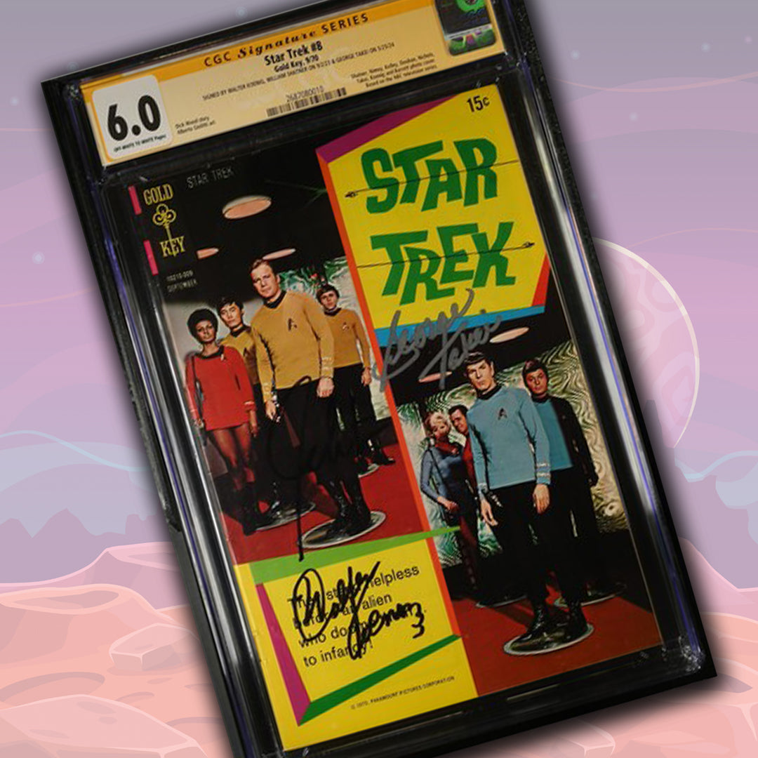 Star Trek #8 Gold Key CGC Signature Series 6.0 Cast x3 Signed Koenig, Shatner, Takei