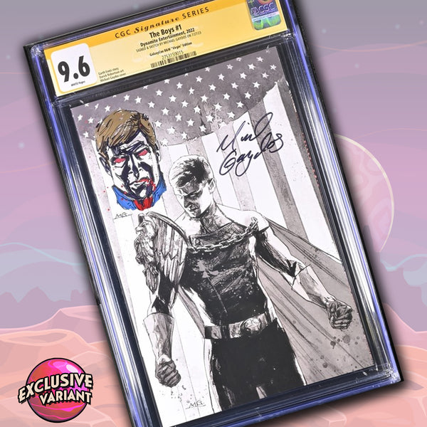 The Boys #1 B&W Dynamite Entertainment CGC Signature Series 9.6 Signed & Sketched Michael Gaydos