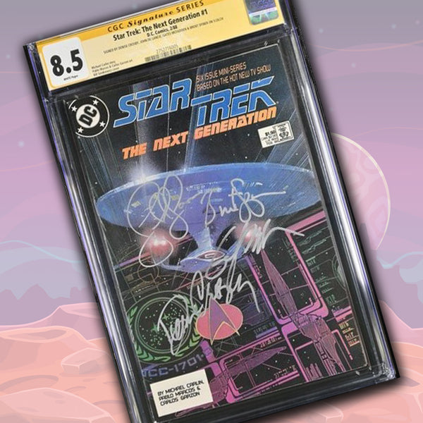 Star Trek: The Next Generation #1 DC Comics CGC Signature Series 8.5 Cast x4 Signed Crosby, De Lancie, Spiner, McFadden