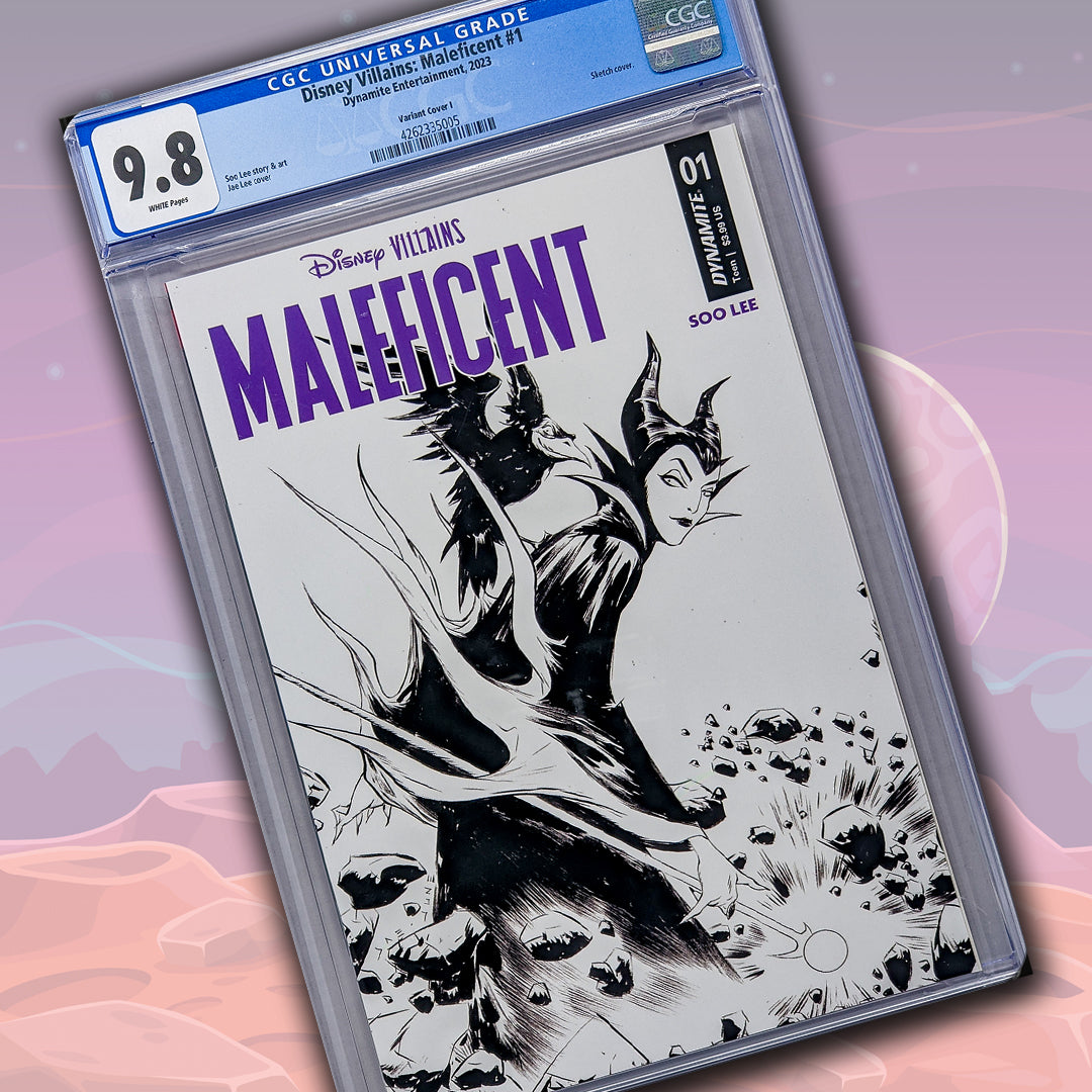 Disney Villains Maleficent #1 Dynamite Entertainment B&W Variant Cover I CGC Universal Grade 9.8