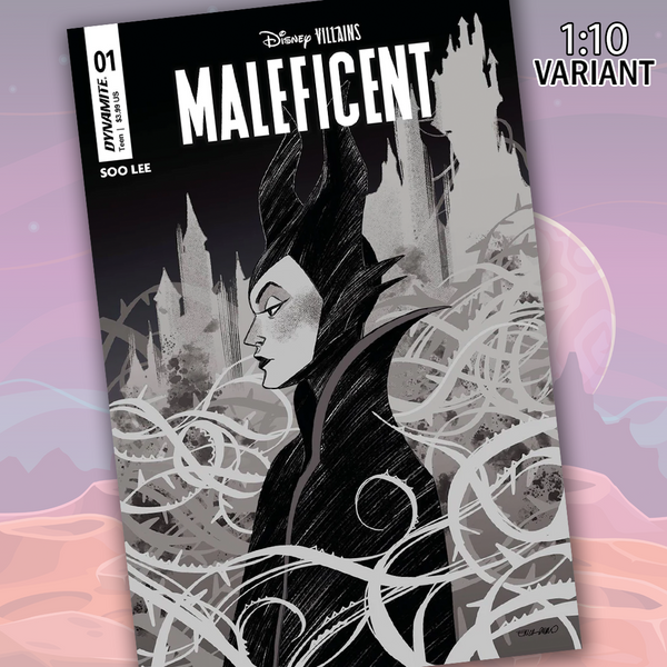 Disney Villains Maleficent #1 Cover ZD 1:10 Durso B&W Variant Comic Book