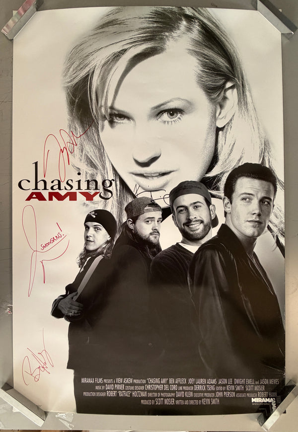 Chasing Amy 24x36 Poster Signed Joey Lauren Adams, Jason Mewes, Kevin Smith, Brian O'Halloran