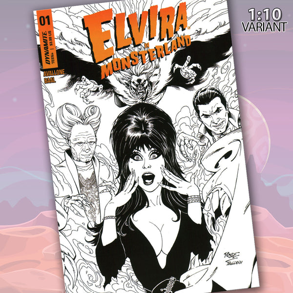 Elvira In Monsterland #1 Royle 1:10 B&W Line Art Edition Variant Comic Book