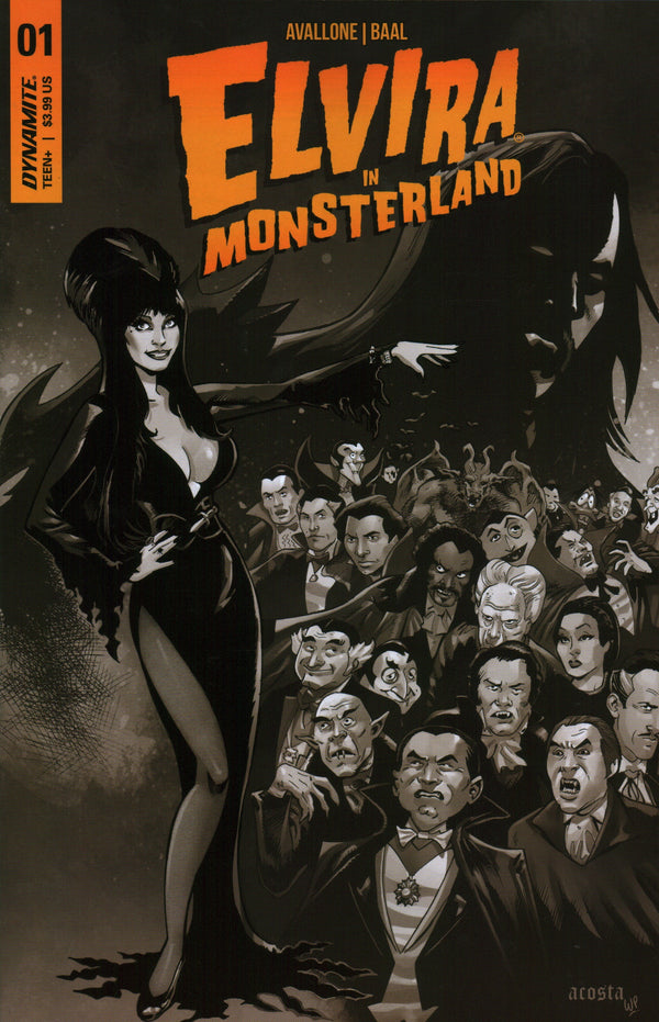 Elvira In Monsterland #1 Cover I Acosta 1:20 B&W Variant Edition Comic Book