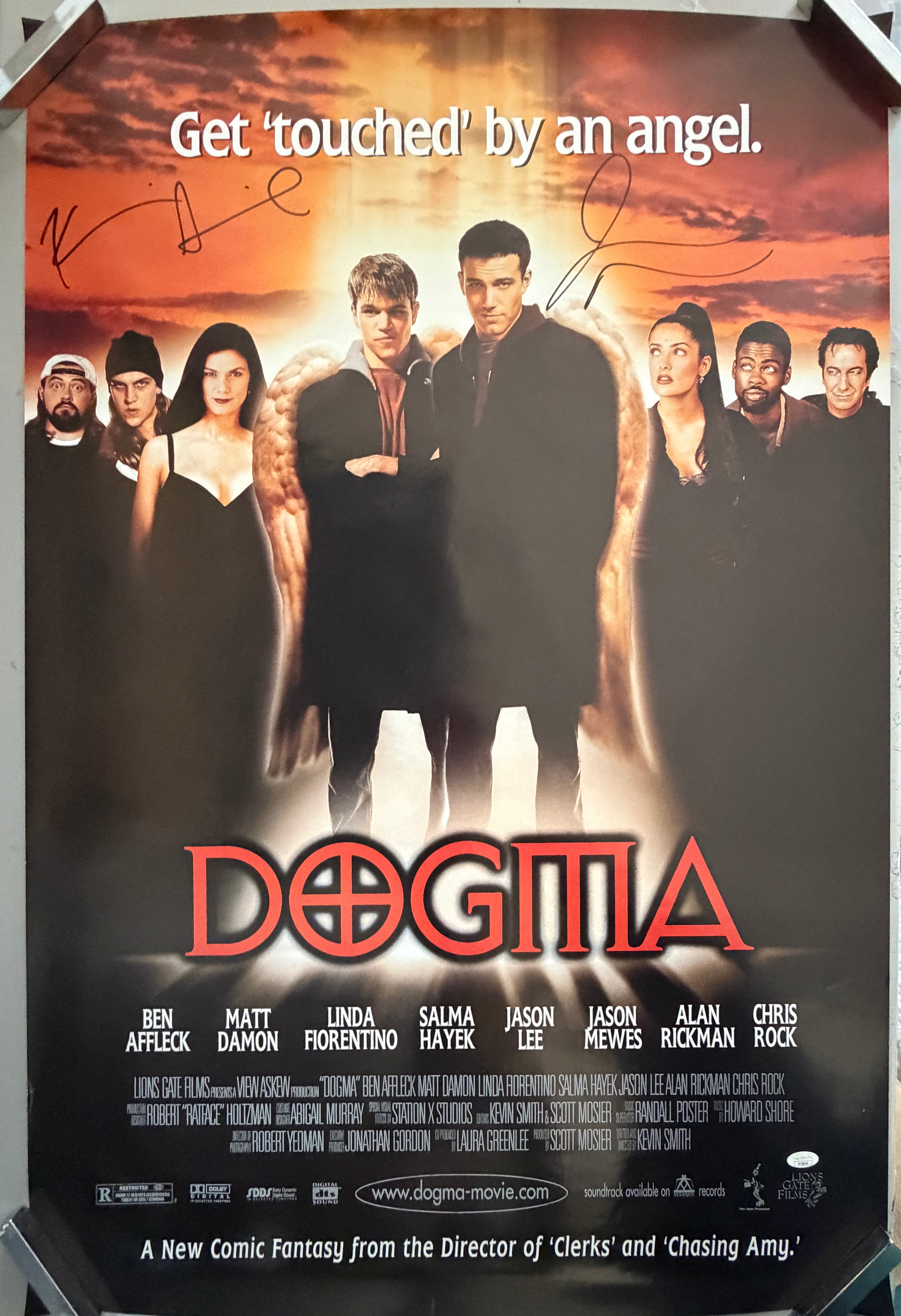 Dogma 27x40 Poster Signed Kevin Smith, Jason Mewes JSA Certified Autograph