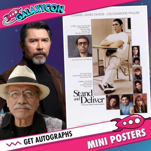 Lou Diamond Phillips & Edward James Olmos: Duo Autograph Signing on Mini Posters, February 29th Olmos Phillips GalaxyCon Richmond