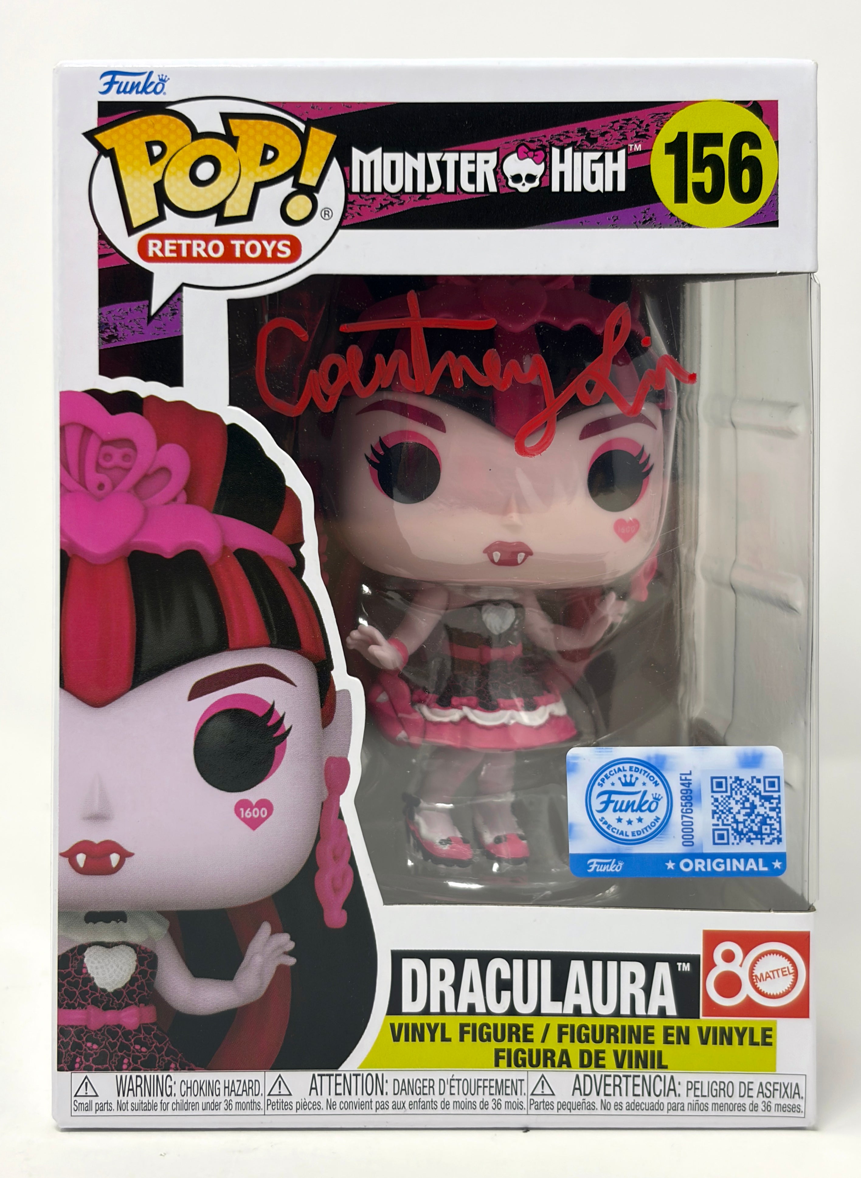 Courtney Lin Monster High Draculaura #156 Signed Exclusive Funko Pop JSA Certified Autograph