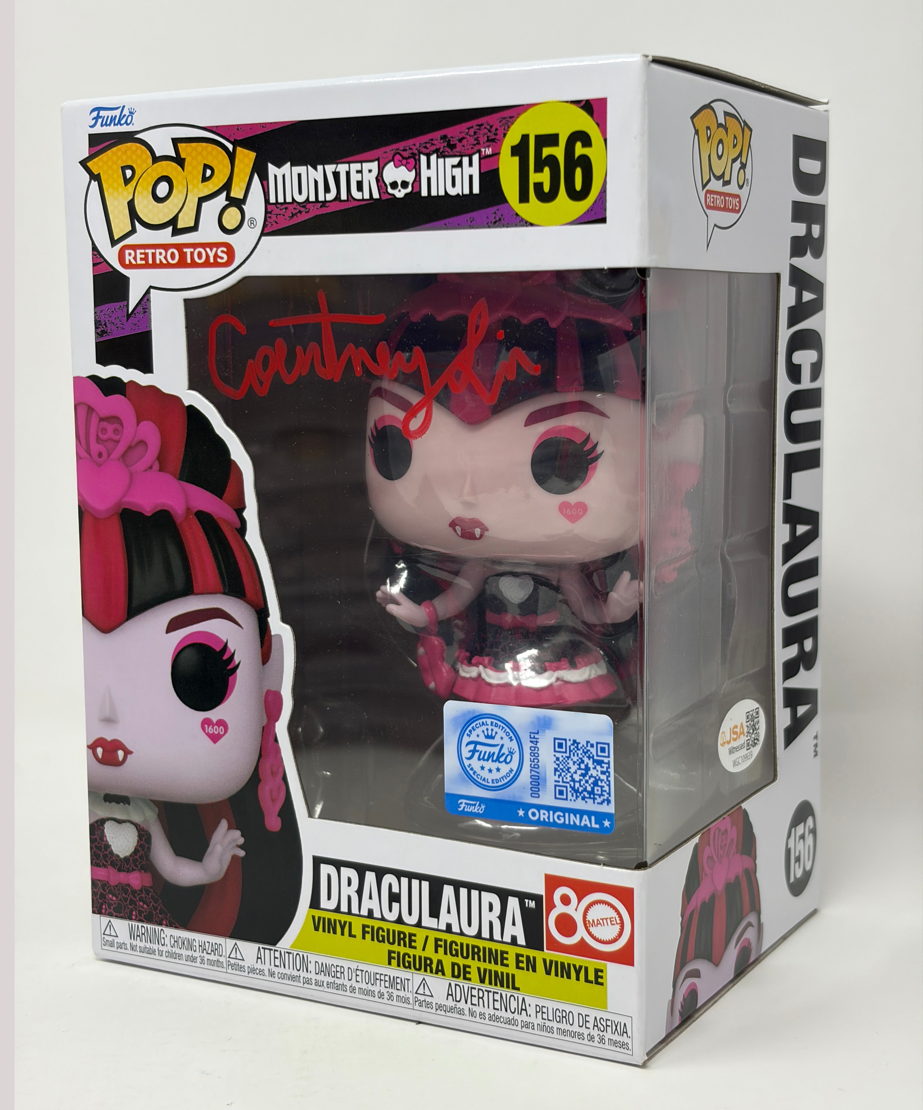 Courtney Lin Monster High Draculaura #156 Signed Exclusive Funko Pop JSA Certified Autograph