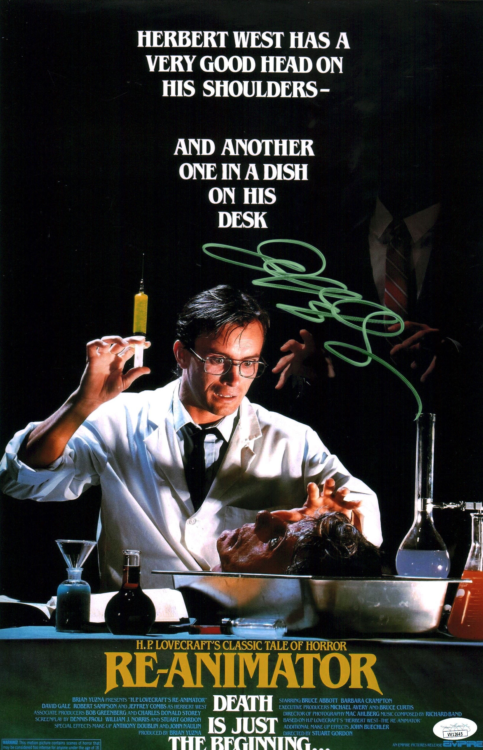 Jeffery Combs Re-Animator 11x17 Signed Mini Poster JSA Certified Autograph