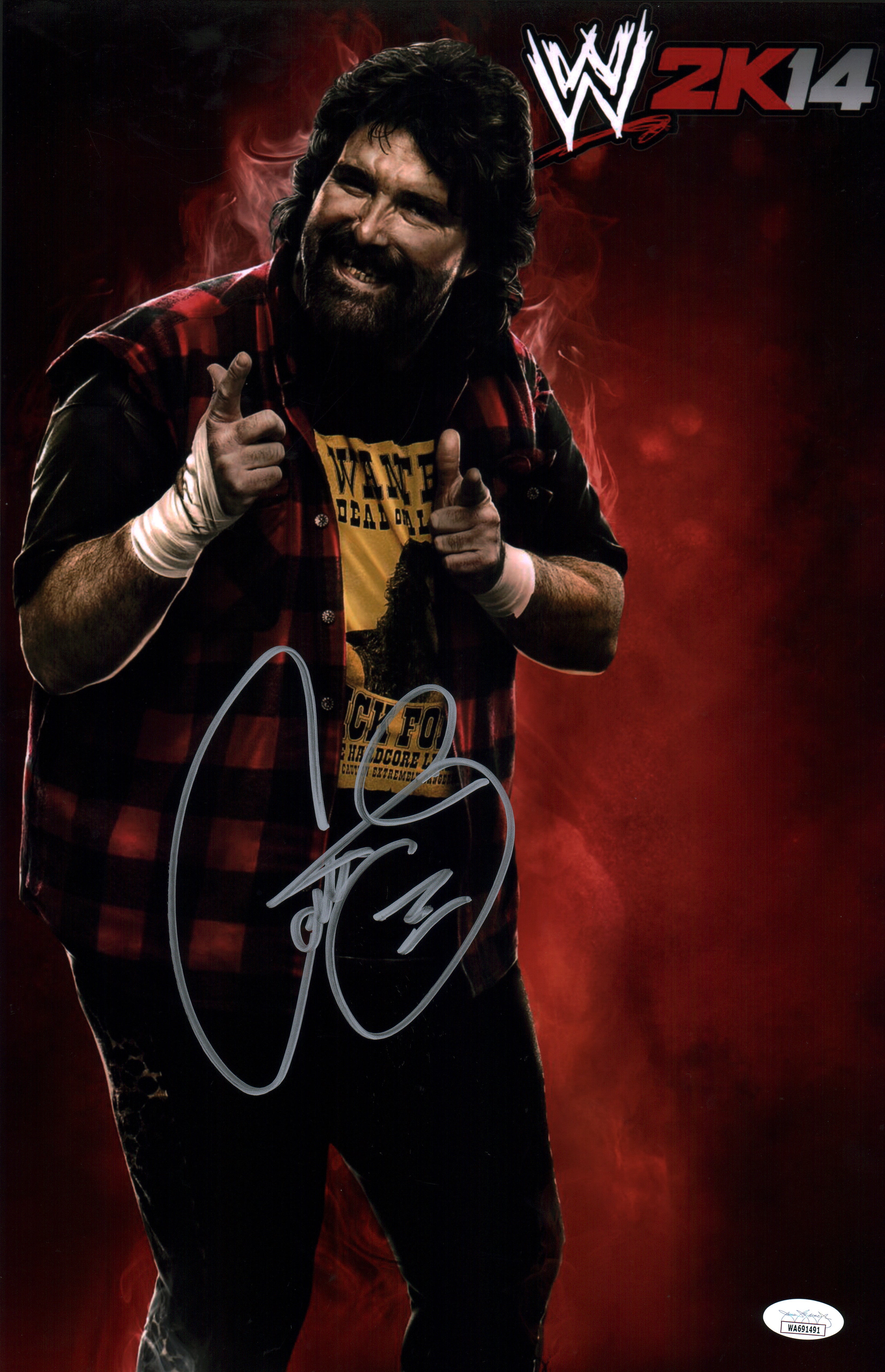 Mick Foley WWE Wrestling 11x17 Signed Photo Poster JSA COA Certified Autograph