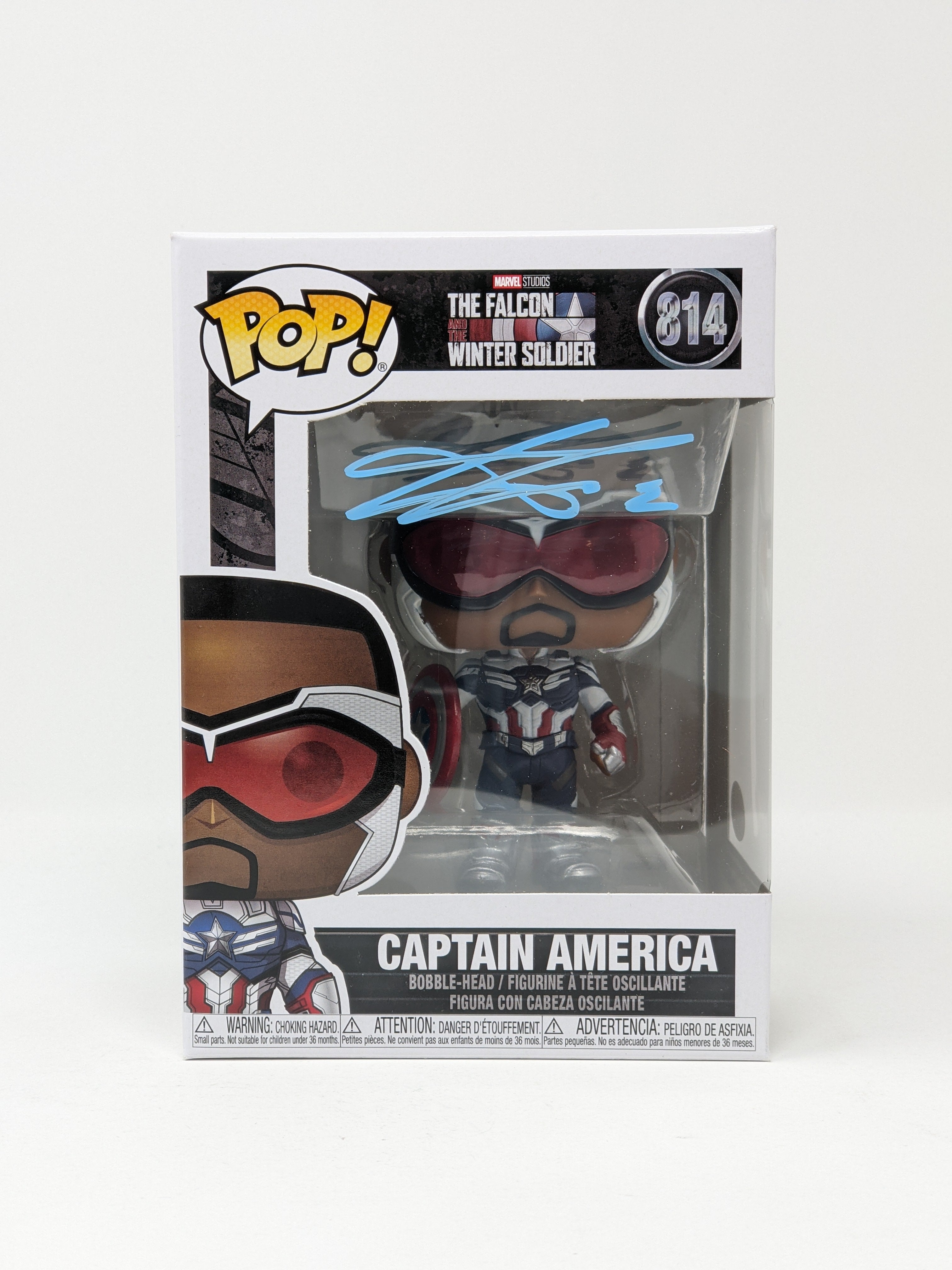 Anthony Mackie Marvel Falcon and Winter Soldier Captain America #814 Signed Funko Pop JSA Certified Autograph