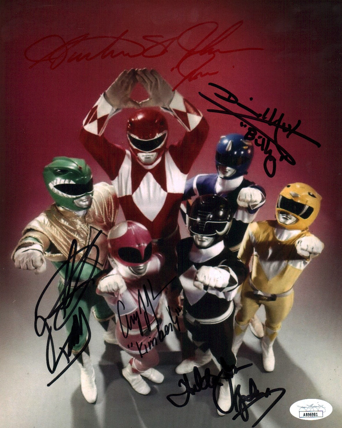 Mighty Morphin Power Rangers 8x10 Signed Photo  Cast 5x Frank, Johnson, Yost, Jones, St. John JSA Certified Autograph