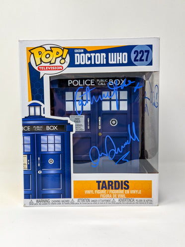 Doctor Who Tardis #227 Signed Funko Pop Cast x3 Tennant, Darvill, Tate JSA Certified Autograph