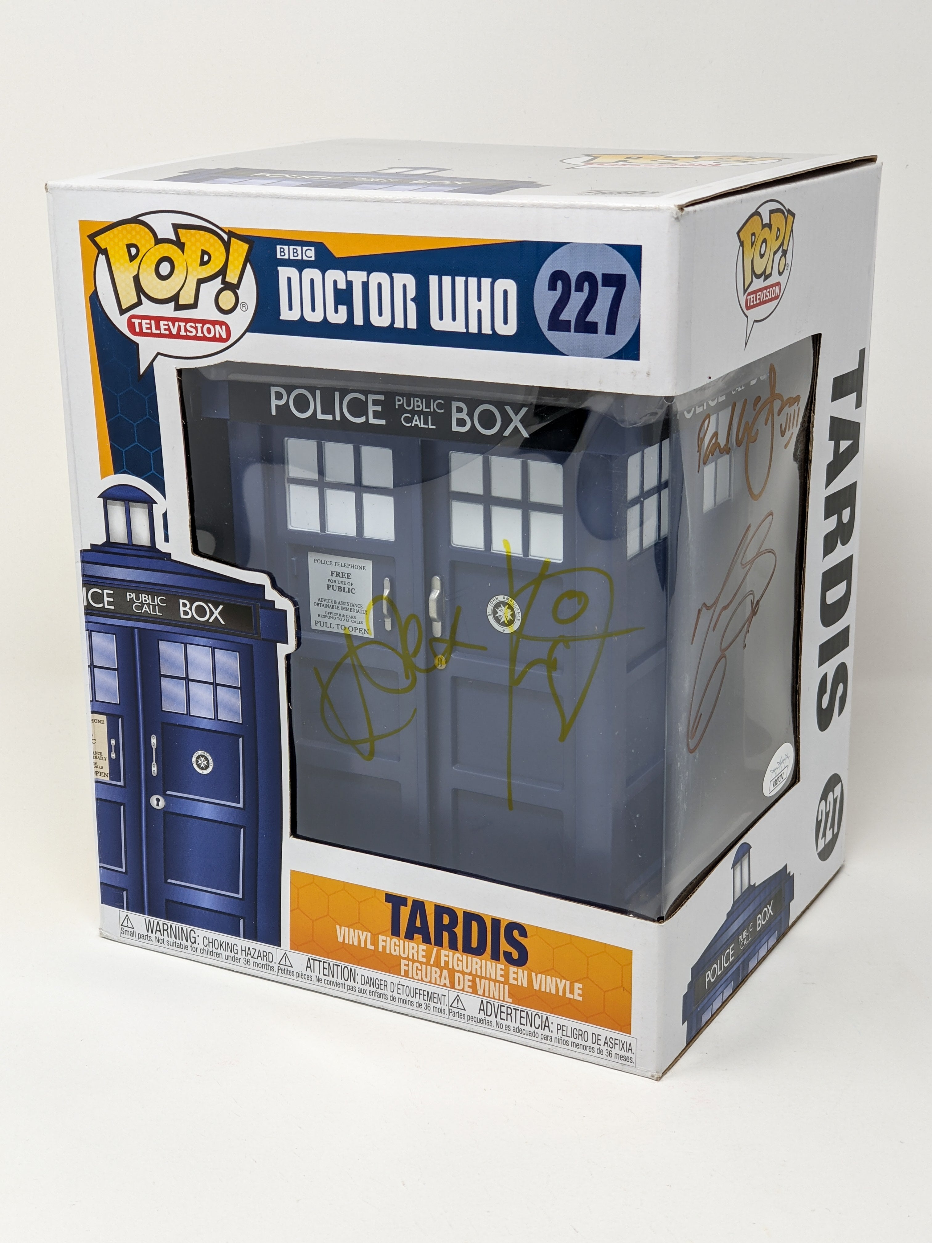 Doctor Who Tardis #227 Funko Pop Cast x3 Signed McGann, Kingston, Smith JSA Certified Autograph