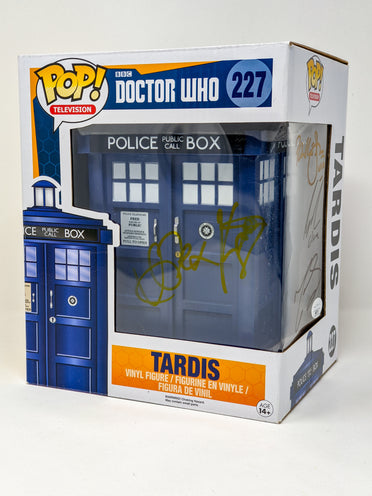 Doctor Who Tardis #227 Funko Pop Cast x4 Signed Coleman, McGann, Kingston, Smith JSA Certified Autograph