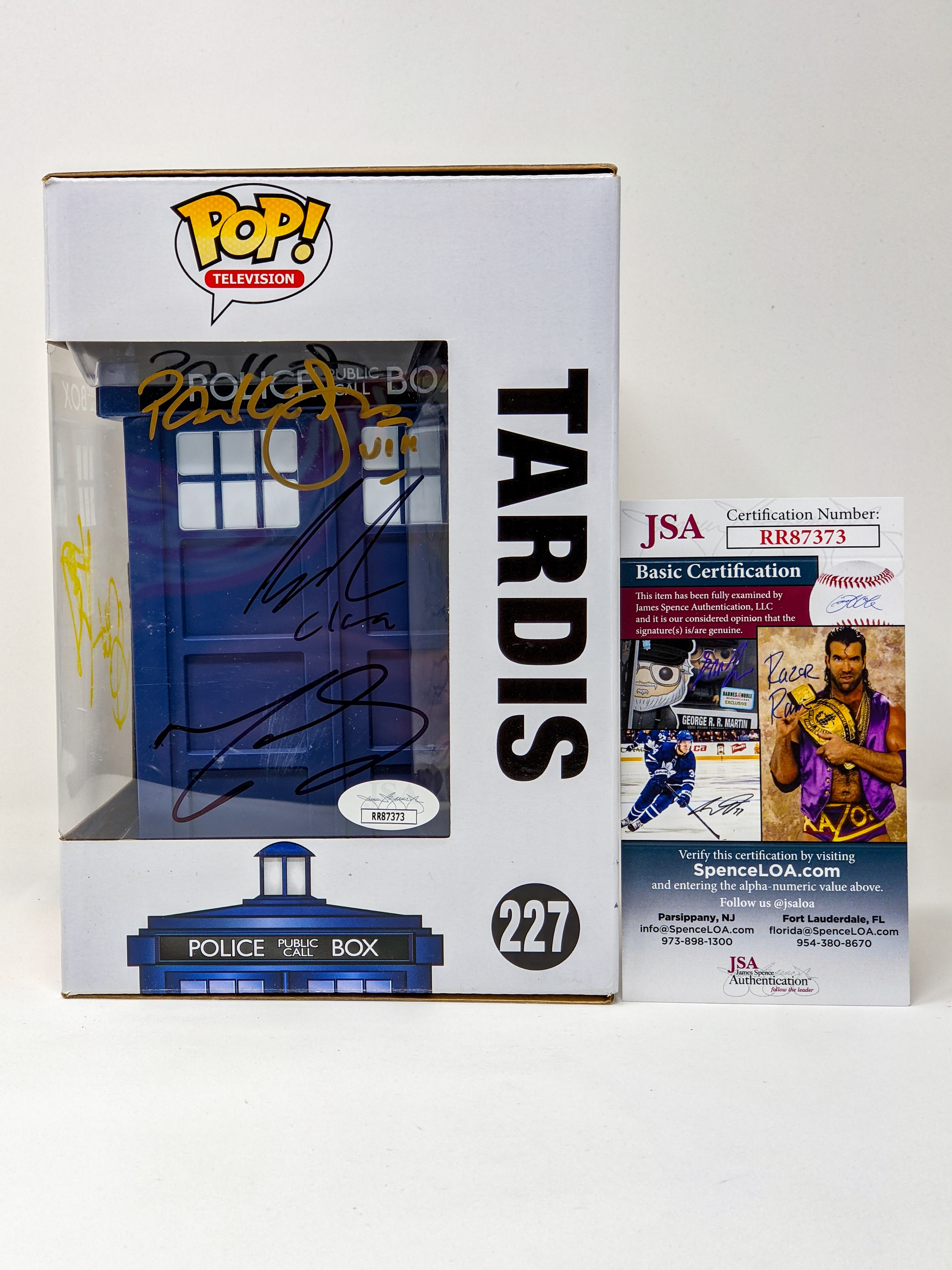 Doctor Who Tardis #227 Funko Pop Cast x4 Signed Coleman, McGann, Kingston, Smith JSA Certified Autograph