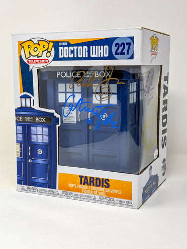 Doctor Who Tardis #227 Signed Funko Pop Cast x4 Coleman, Mcgann, Kingston, Tate JSA Certified Autograph