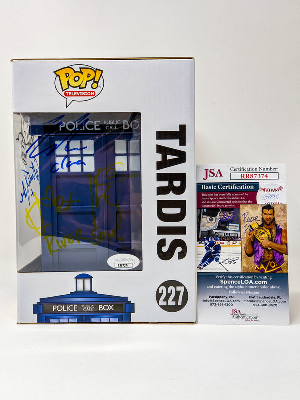 Doctor Who Tardis #227 Signed Funko Pop Cast x4 Coleman, Mcgann, Kingston, Tate JSA Certified Autograph