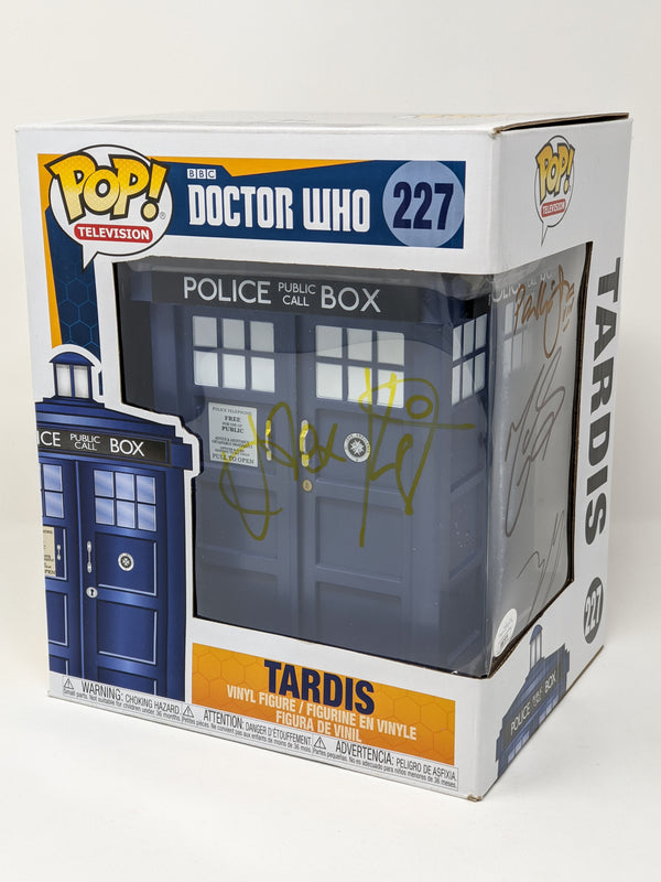 Doctor Who Tardis #227 Funko Pop Cast x4 Signed Coleman, McGann, Kingston, Smith JSA Certified Autograph