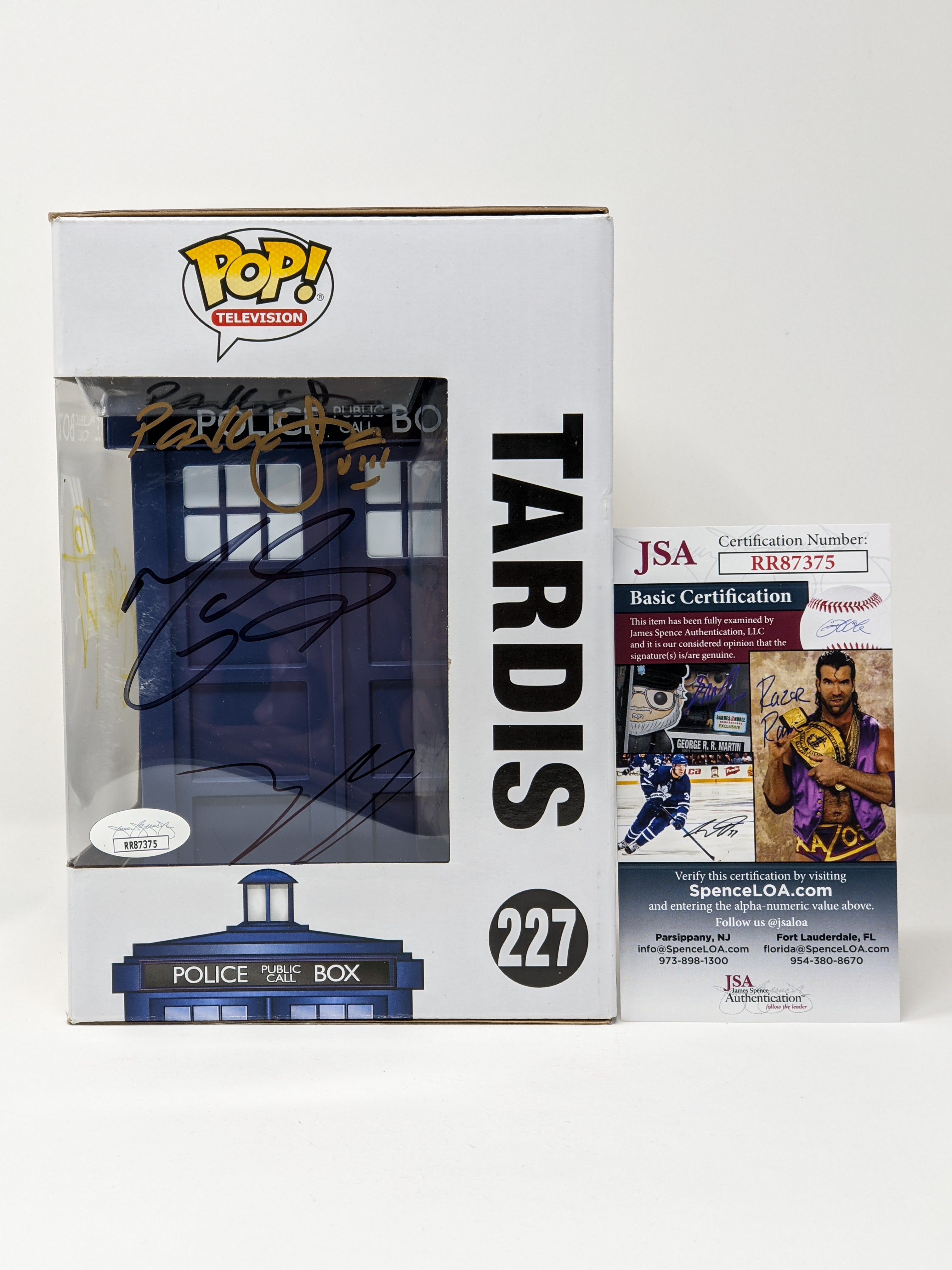 Doctor Who Tardis #227 Funko Pop Cast x4 Signed Coleman, McGann, Kingston, Smith JSA Certified Autograph