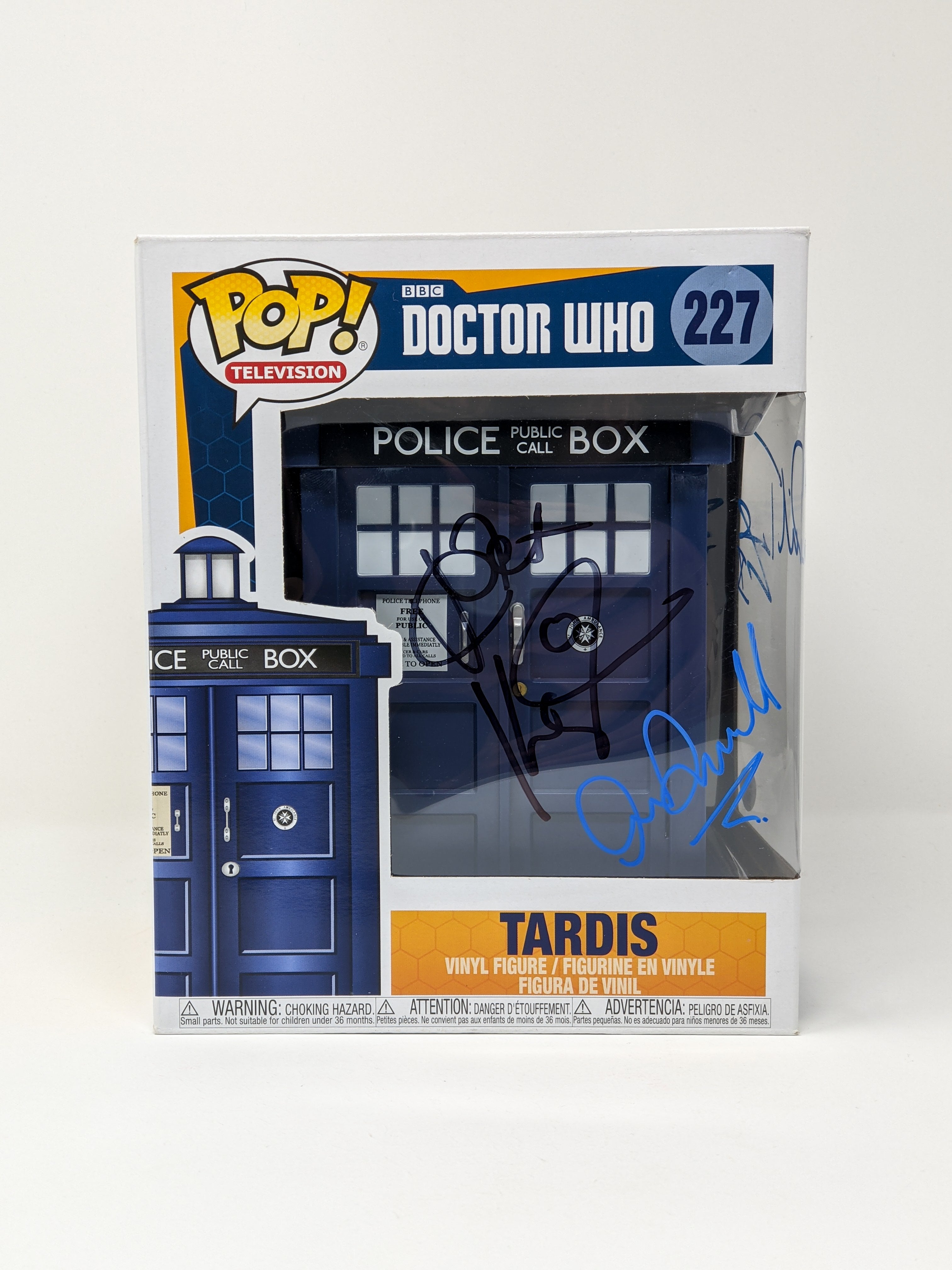 Doctor Who Tardis #227 Funko Pop Cast x3 Signed Kingston, Tennant, Darvill JSA Certified Autograph