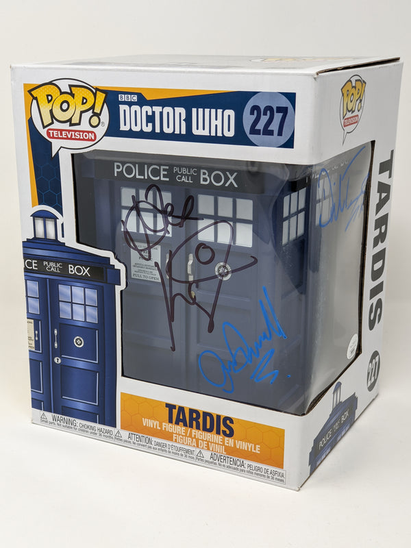 Doctor Who Tardis #227 Funko Pop Cast x3 Signed Kingston, Tennant, Darvill JSA Certified Autograph