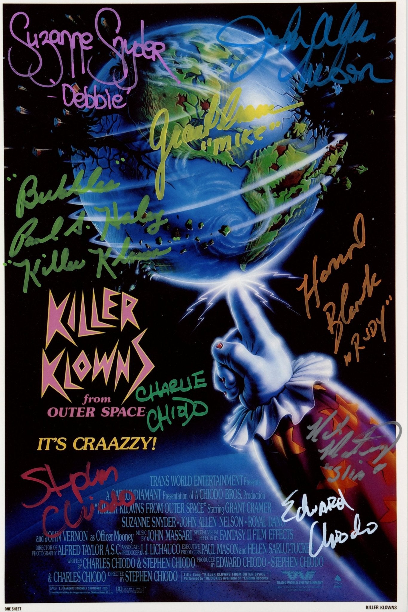 Killer Klowns from Outer Space 8x12 Signed Cast Photo JSA Certified Autograph