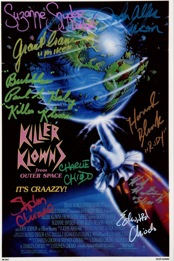 Killer Klowns from Outer Space 8x12 Signed Cast Photo JSA Certified Autograph