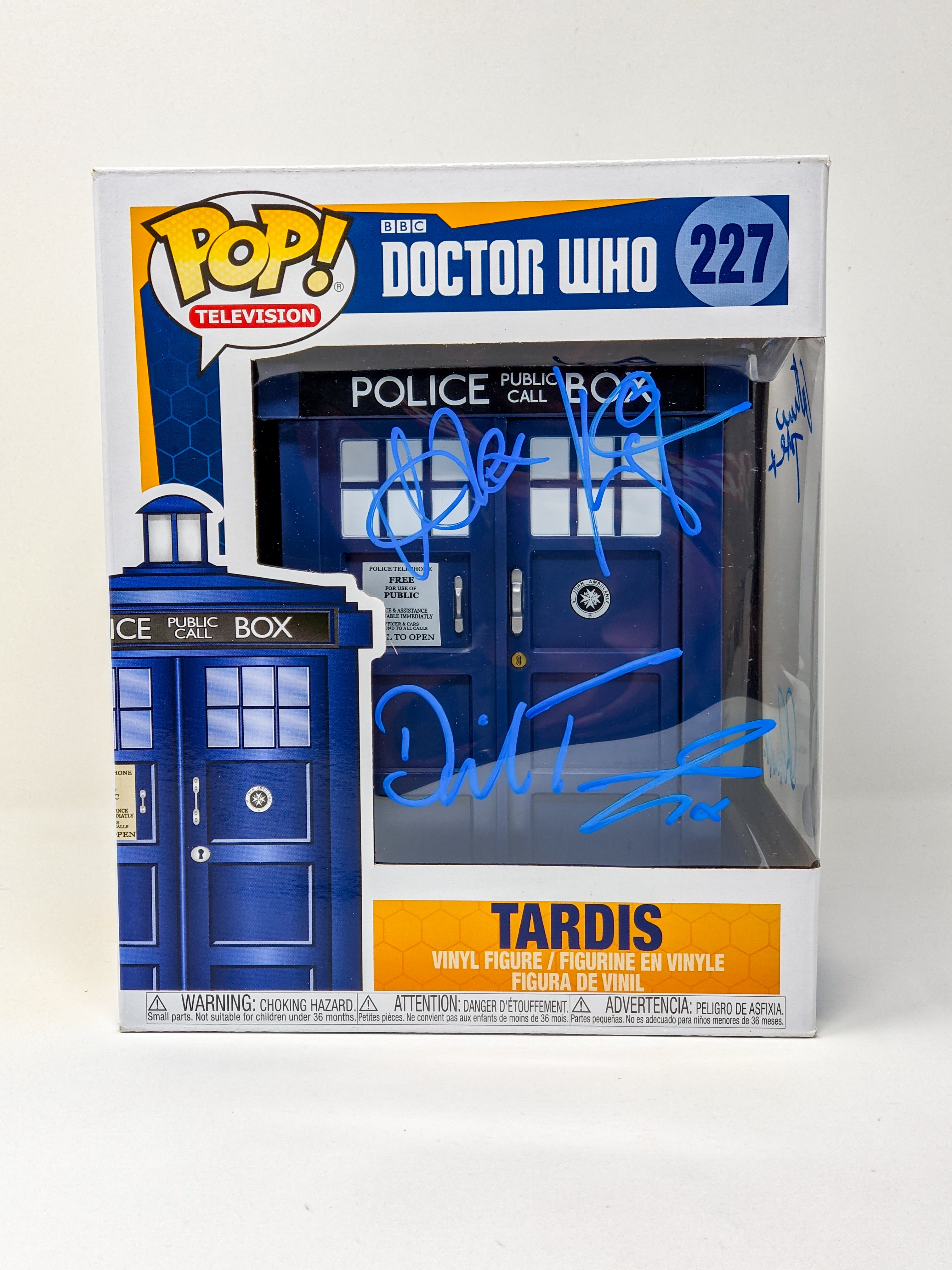 Doctor Who Tardis #227 Signed Funko Pop Cast x5 Kingston, Tennant, Darvill, Baker, Tate JSA Certified Autograph