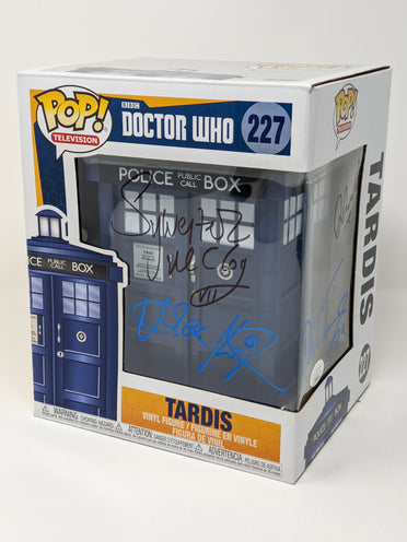 Doctor Who Tardis #227 Signed Funko Pop Cast x4 McCoy, Kingston, Tennant, Darvill JSA Certified Autograph