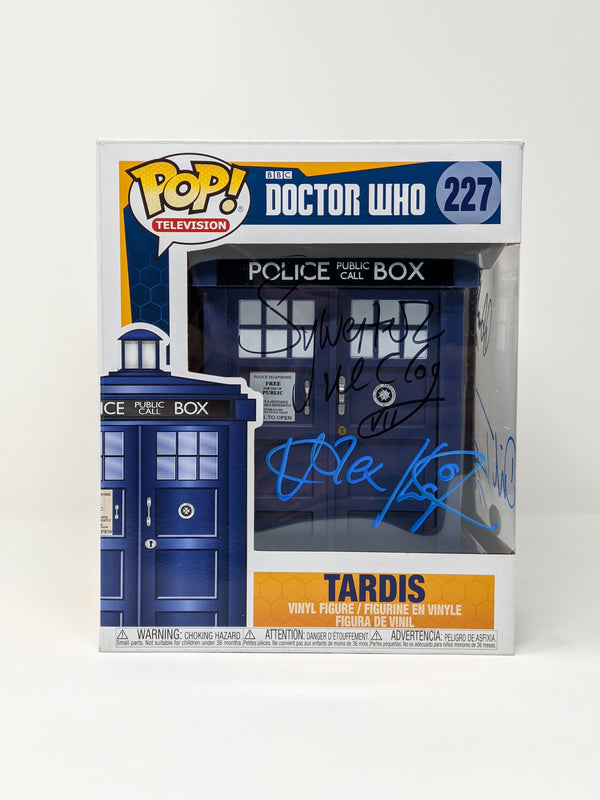 Doctor Who Tardis #227 Signed Funko Pop Cast x4 McCoy, Kingston, Tennant, Darvill JSA Certified Autograph