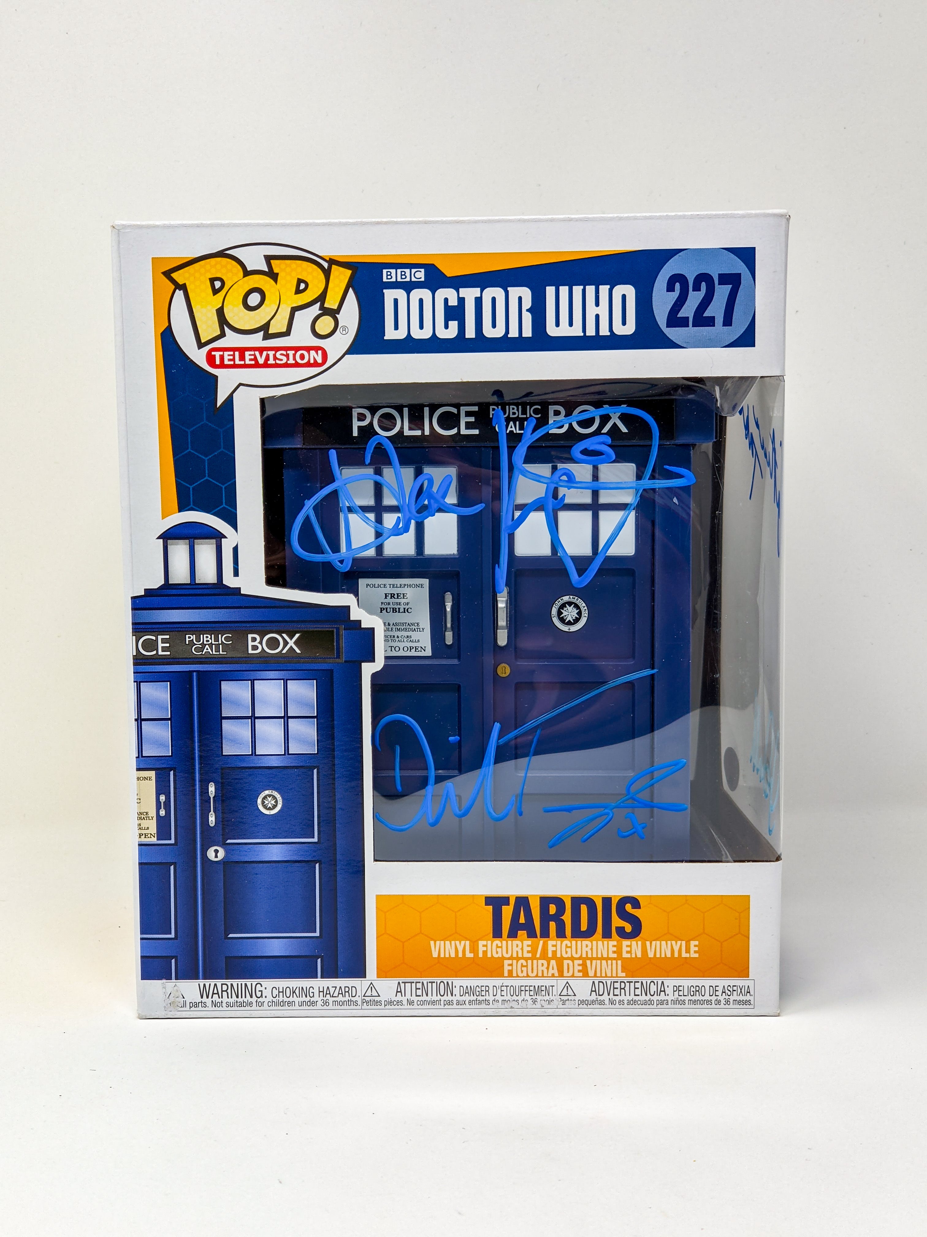 Doctor Who Tardis #227 Signed Funko Pop Cast x5 Kingston, Tennant, Darvill, Baker, Tate JSA Certified Autograph