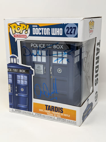 Doctor Who Tardis #227 Funko Pop Cast x3 Signed Kingston, Tennant, Darvill JSA Certified Autograph