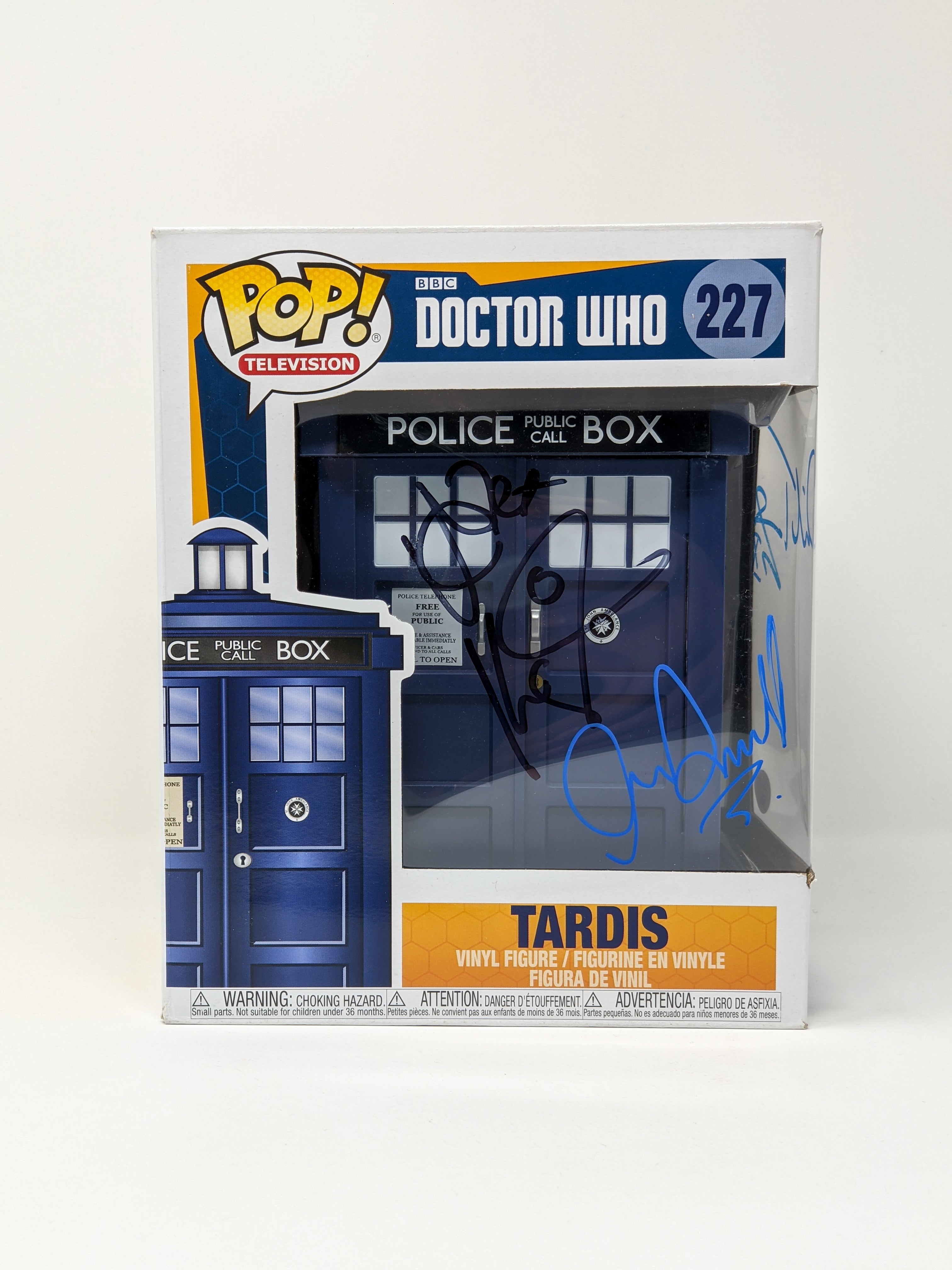 Doctor Who Tardis #227 Funko Pop Cast x3 Signed Kingston, Tennant, Darvill JSA Certified Autograph