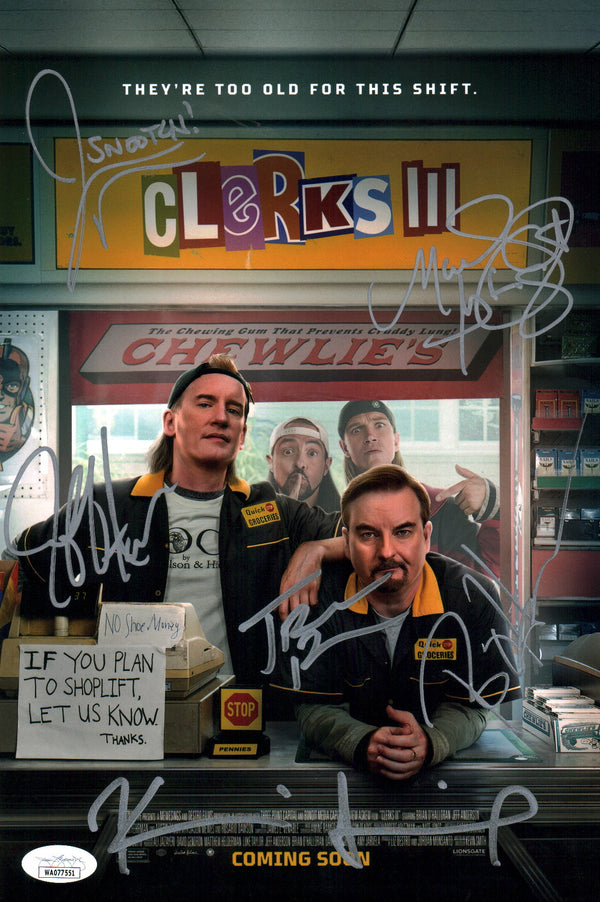 Clerks III 8x12 Photo Cast x6 Signed  Anderson, Ghigliotti, O'Halloran, Mewes, Smith, Fehrman JSA Certified Autograph