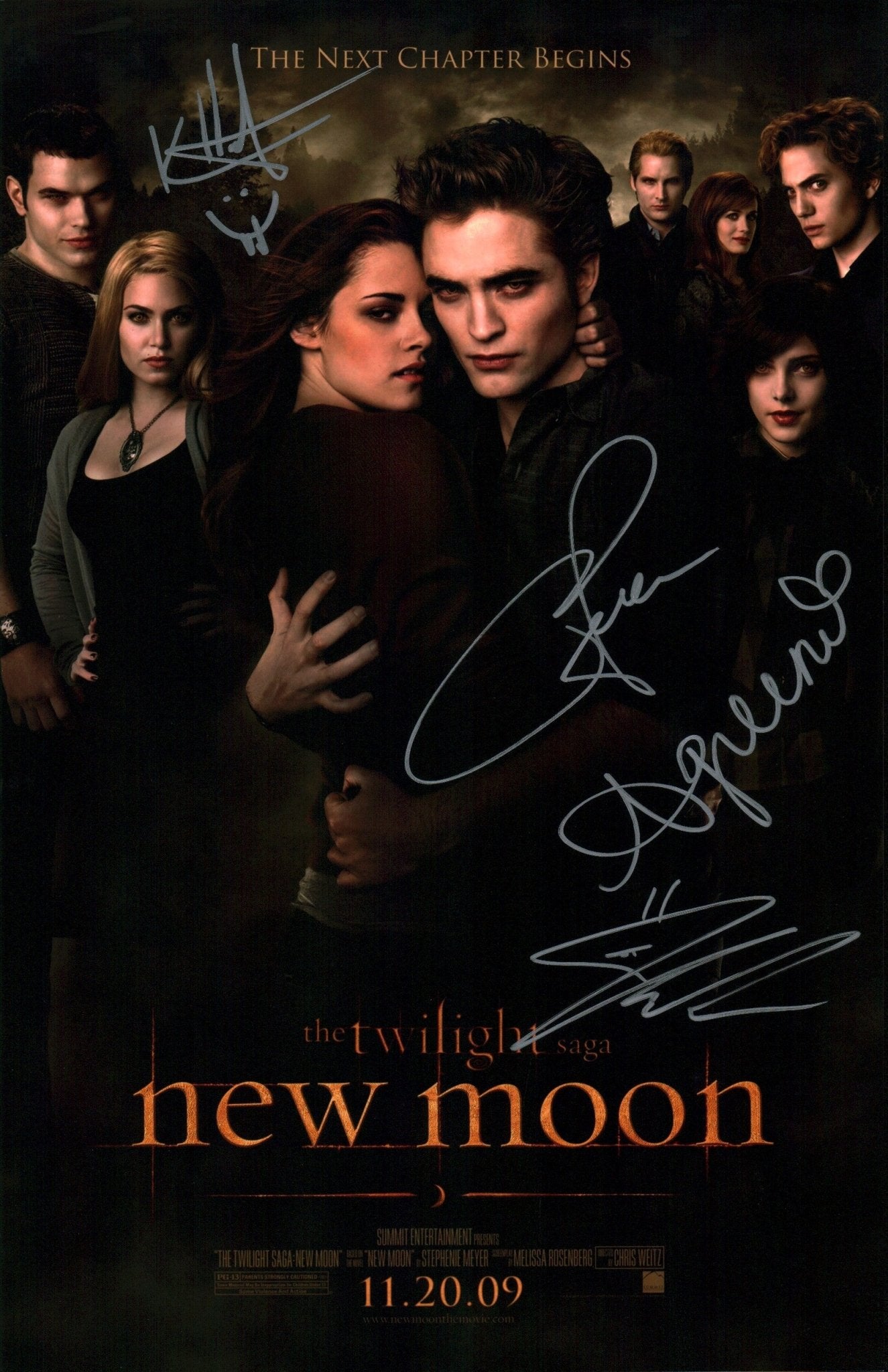 Twilight New Moon 11x17 Photo Poster Signed Facinelli, Lutz, Greene, Rathbone JSA Certified Autograph