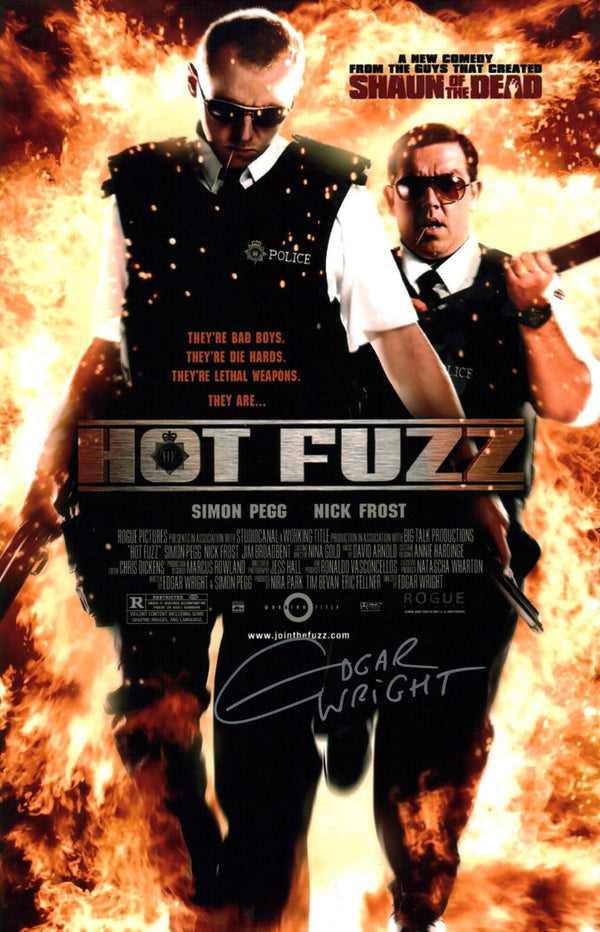 Edgar Wright Hot Fuzz 11x17 Photo Poster JSA Certified Autograph