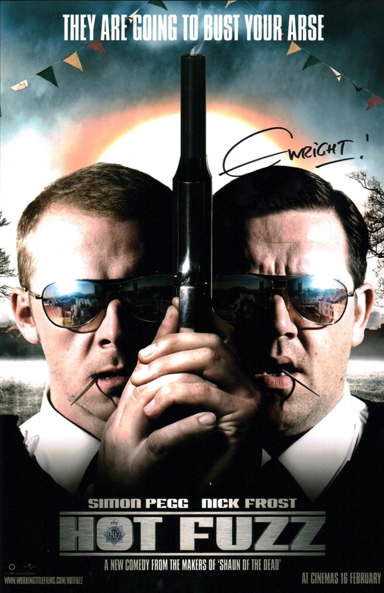 Edgar Wright Hot Fuzz 11x17 Photo Poster JSA Certified Autograph