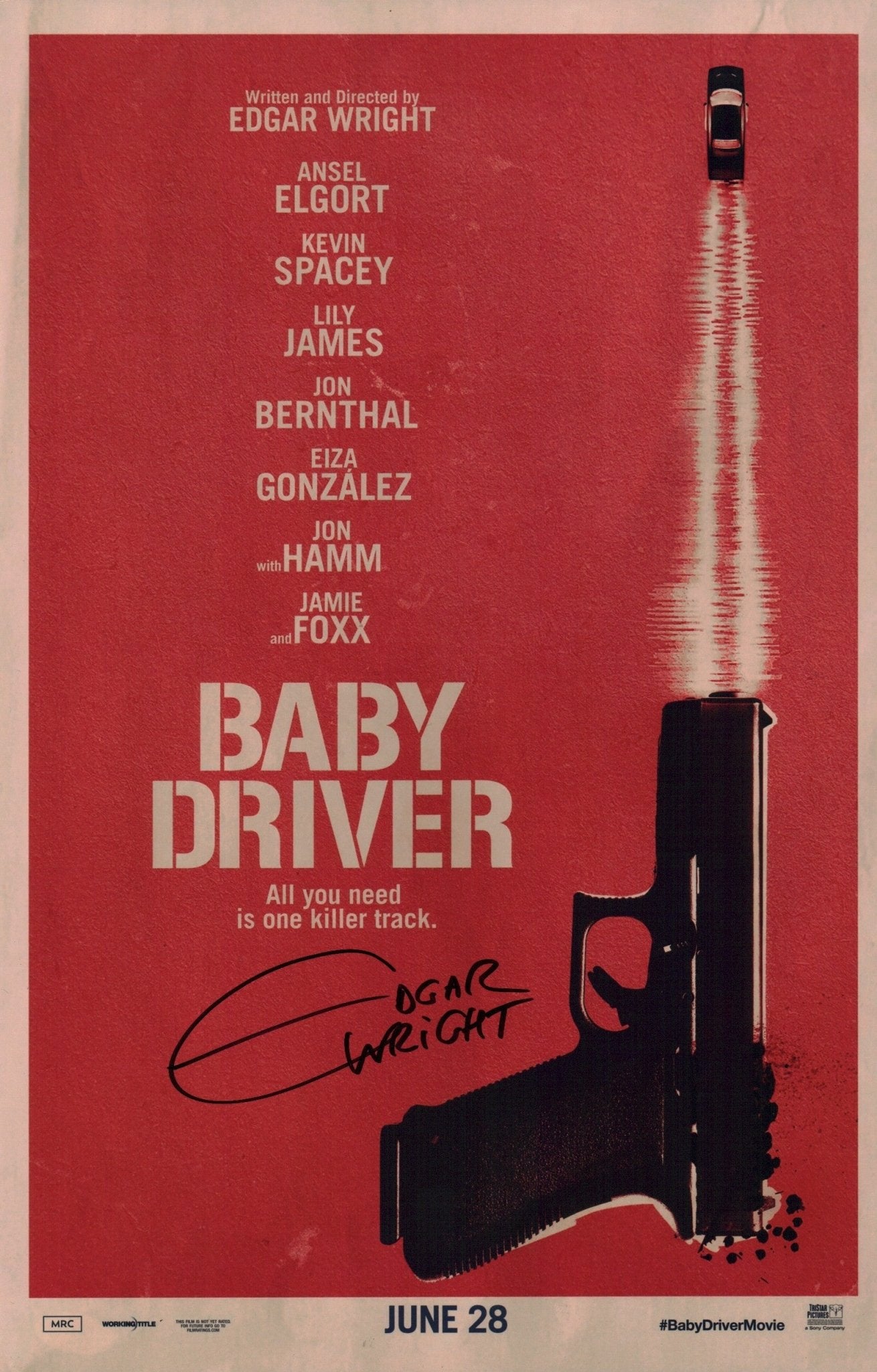Edgar Wright Baby Driver 11x17 Photo Poster JSA Certified Autograph