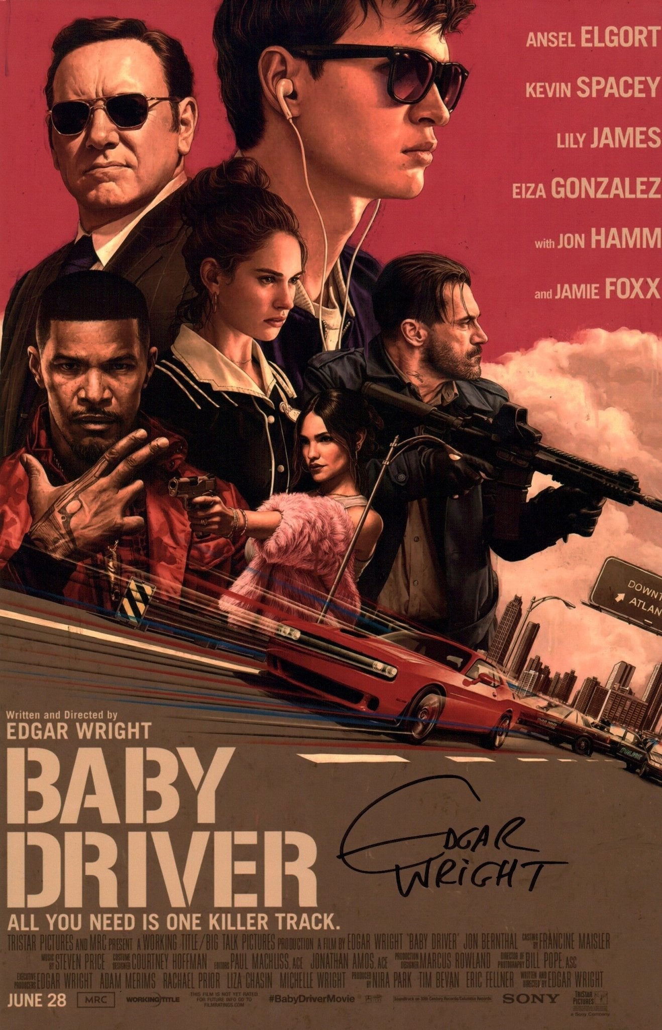Edgar Wright Baby Driver 11x17 Photo Poster JSA Certified Autograph