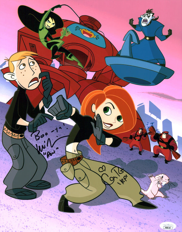 Kim Possible 11x14 Photo Poster Cast x2 Signed Christy Carlson Romano, Will Friedle JSA Certified Autograph