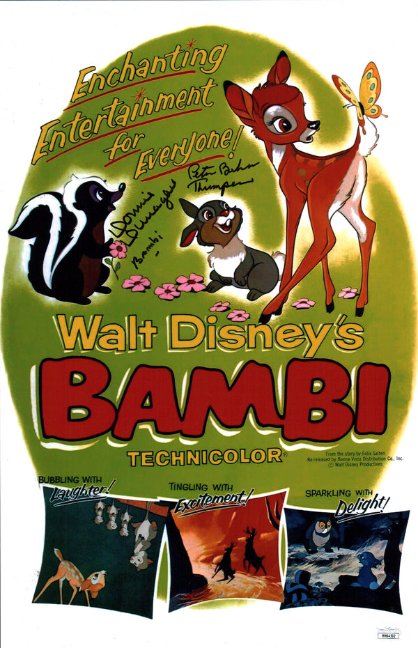 Bambi 11x17 Cast Mini Poster Signed x2 Signed Behn, Dunagan JSA Certified Autograph