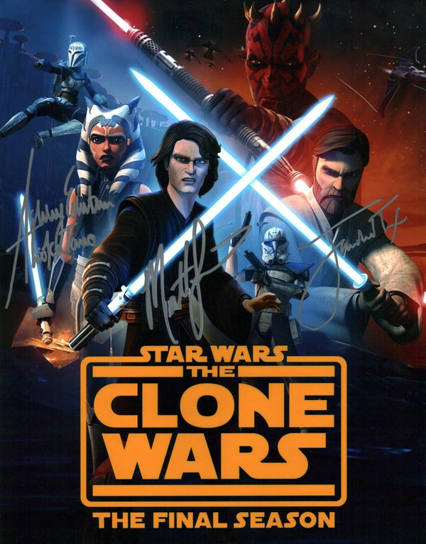 Star Wars 11x14 Poster Cast x3 Signed Lanter Eckstein Taylor JSA Certified Autograph