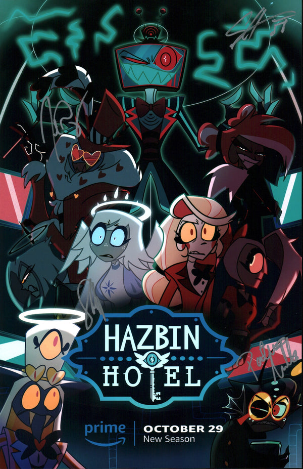 Hazbin Hotel 11x17 Signed Cast x4 Photo Poster JSA Certified Autograph